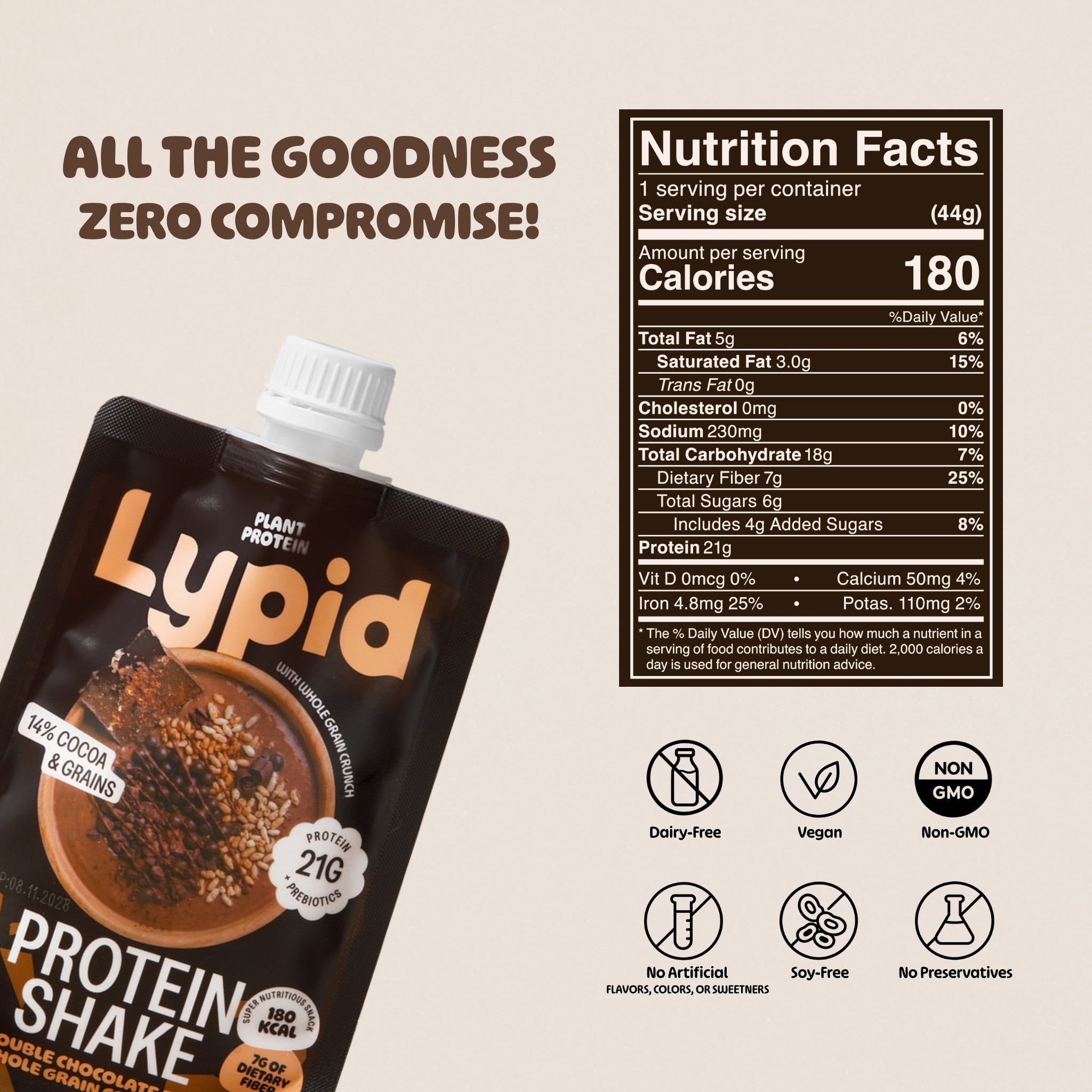 Double Chocolate Crunch Protein Shake - Lypid Kitchen