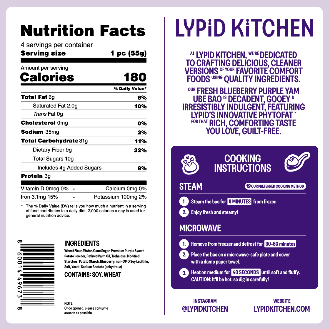PURPLE YAM UBE BAO - Lypid Kitchen